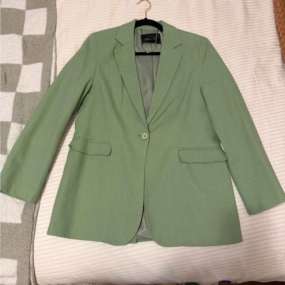 Green Linen Blazer - Picture 2 of 4